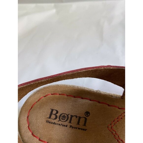 Born Natural Leather & Fabric Womens Sandals Size 8 Red Ankle Strap - Picture 9 of 9